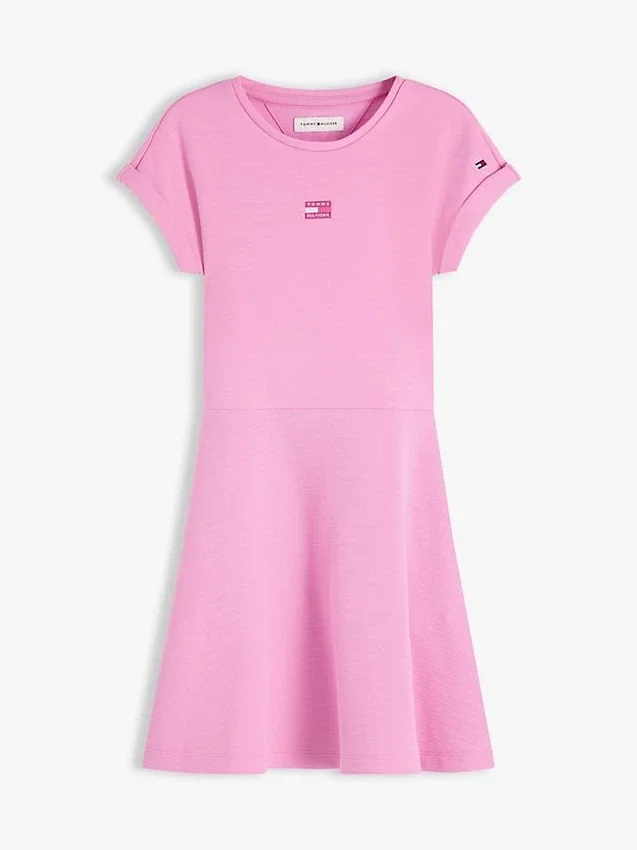 Vestido skater com logótipo de bandeira tonal para criança Vestido skater com logótipo de bandeira tonal para criança