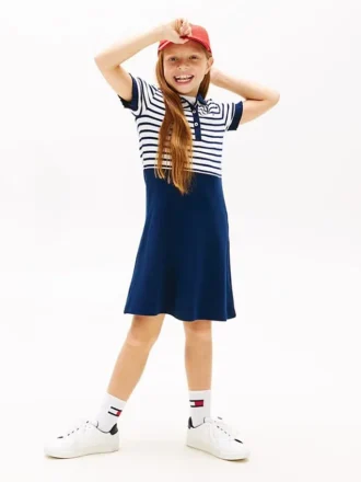 Vestido skater em polo elástico para criança