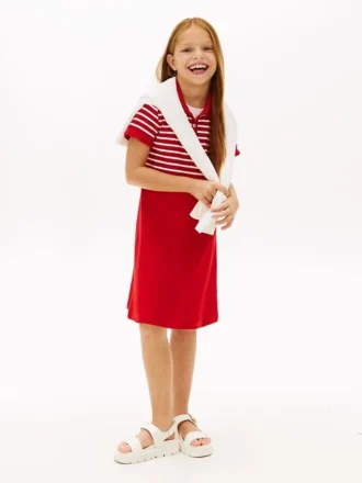 Vestido skater em polo elástico para criança