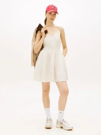 Vestido skater Tommy Jeans em mistura de linho