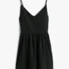 Vestido skater Tommy Jeans em mistura de linho Vestido skater Tommy Jeans em mistura de linho