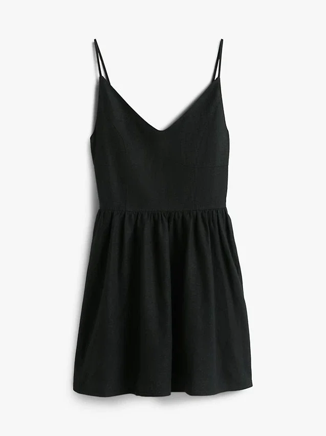 Vestido skater Tommy Jeans em mistura de linho Vestido skater Tommy Jeans em mistura de linho